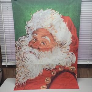 Santa Face Decorative Christmas Garden House Pole Flag 30 in x 42 in 2008 Toland